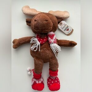 Ganz Christmas Plush Moose with Red Scarf and Socks